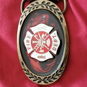 Firefighters Belt buckle and belt solid brass